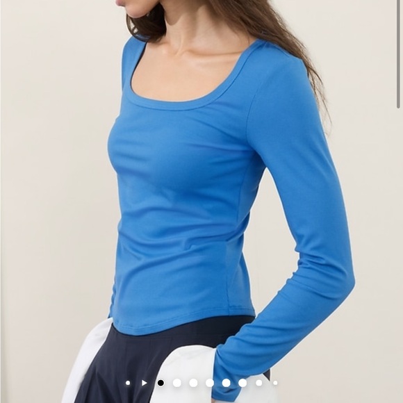 Athleta Signature Rib Square Neck Long Sleeve Top Eden Size S BRAND NEW - Picture 3 of 7